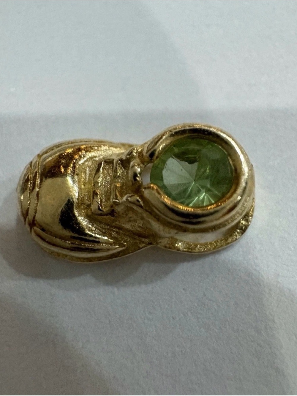 Gold-Tone Sneaker Charm with Green Crystal Accent